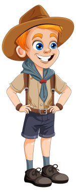 Scout Boy Çizgi Film Karakteri Çizimi