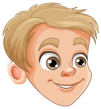 Neşeli Çocuk Baş Vektör illüstrasyonu