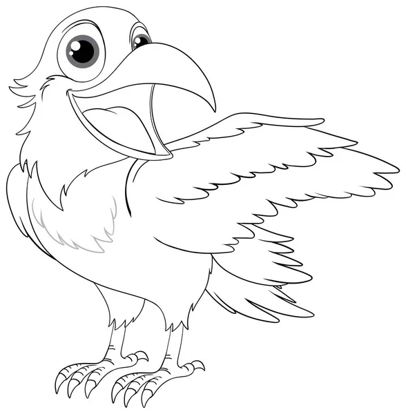 Een Vector Cartoon Illustratie Van Een Raaf Met Een Vleugel — Stockvector