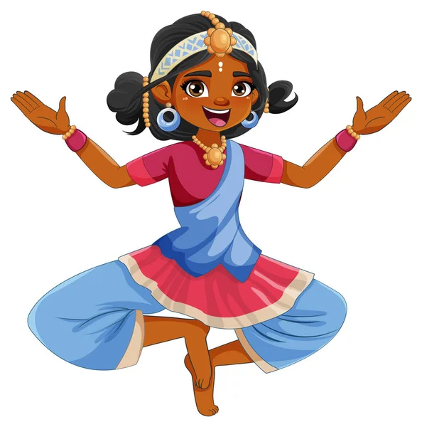 Personaggi Dei Cartoni Animati Indiani Abiti Culturali Tradizionali Illustrazione — Vettoriale Stock