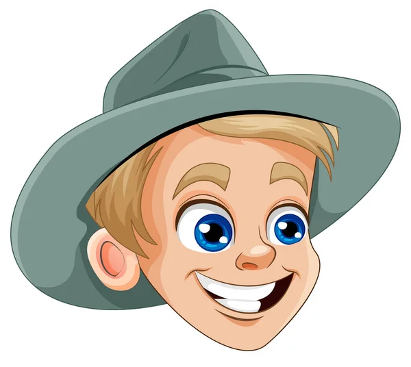 Cheerful Boy Head Hat Vector Illustration — Stock Vector