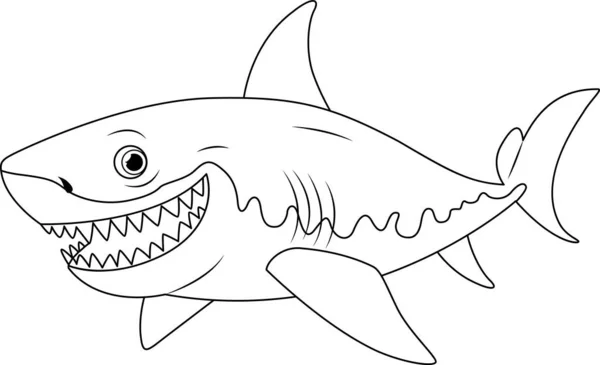 백상어의 그림에는 커다란 이빨을 백상어가 수영하는 — 스톡 벡터