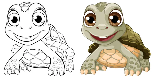 Cartoon Illustration Cute Turtle Big Smile Illustration — Stock Vector