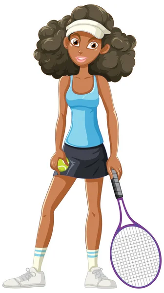 Joueuse Tennis Féminine Avec Illustration Raquette — Image vectorielle