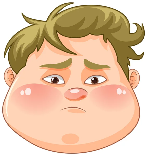 Tvář Tlustého Chlapce Kreslené Ilustrace — Stockový vektor