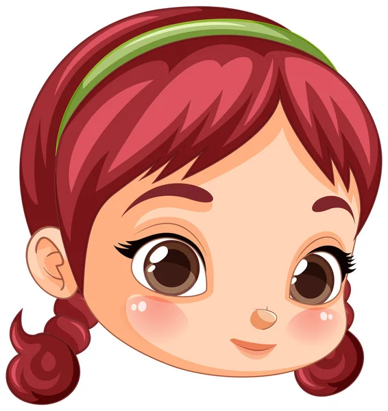かわいいです女の子頭とともに赤い髪の色のイラスト — ストックベクタ