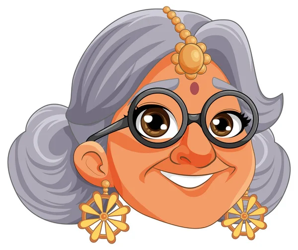 Mujer India Personaje Dibujos Animados Cara Sonriente Ilustración — Archivo Imágenes Vectoriales