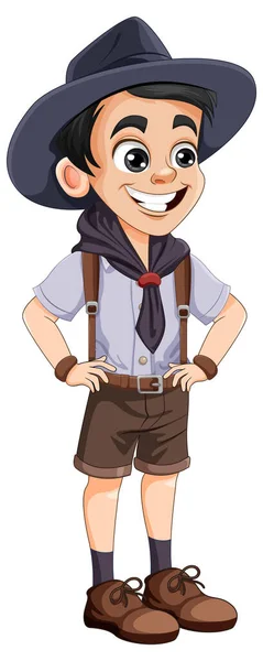 Escoteiro Menino Desenho Animado Personagem Ilustração — Vetor de Stock