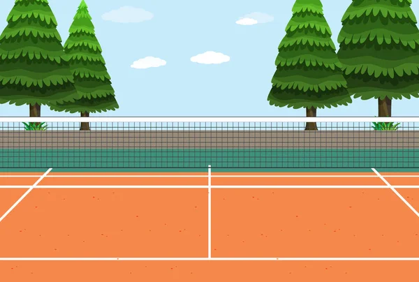 Lege Tennisbaan Scene Illustratie — Stockvector