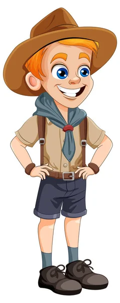 Scout Boy Cartoon Character Illustration — Stock Vector
