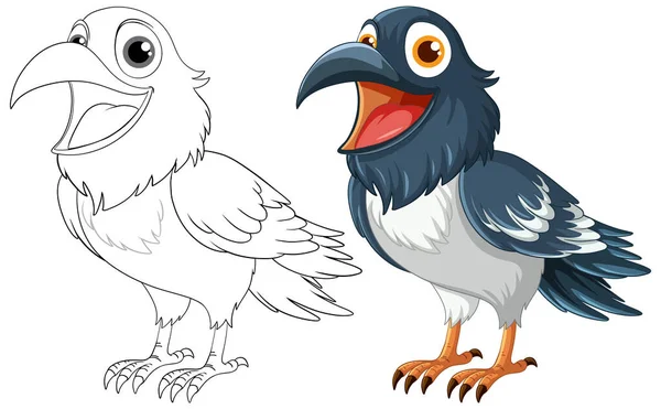 Una Ilustración Vectorial Dibujos Animados Cuervo Sonriente Parado Aislado Sobre — Vector de stock
