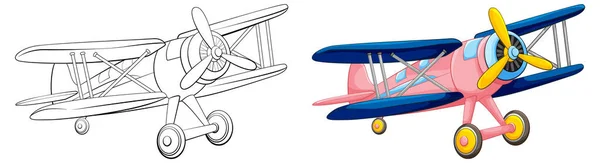 Söt Vintage Flygplan Tecknad Illustration — Stock vektor