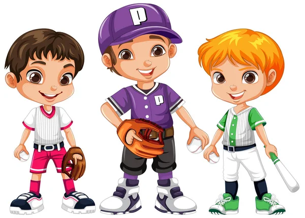 Jogador Beisebol Desenho Animado Personagem Ilustração — Vetor de Stock