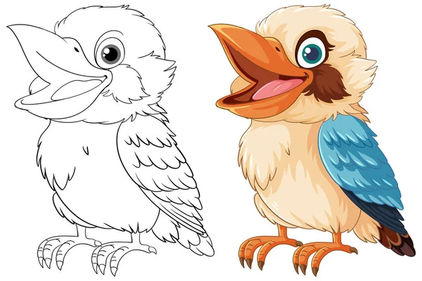 Avustralya Özgü Gülümseyen Bir Kokaburra Kuşu Vektör Karikatür Çizim Stili — Stok Vektör