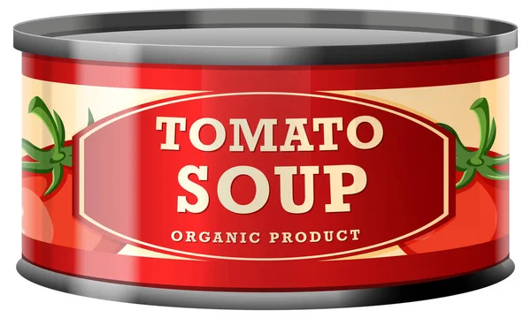 Sopa Tomate Lata Comida Ilustração Vetorial — Vetor de Stock