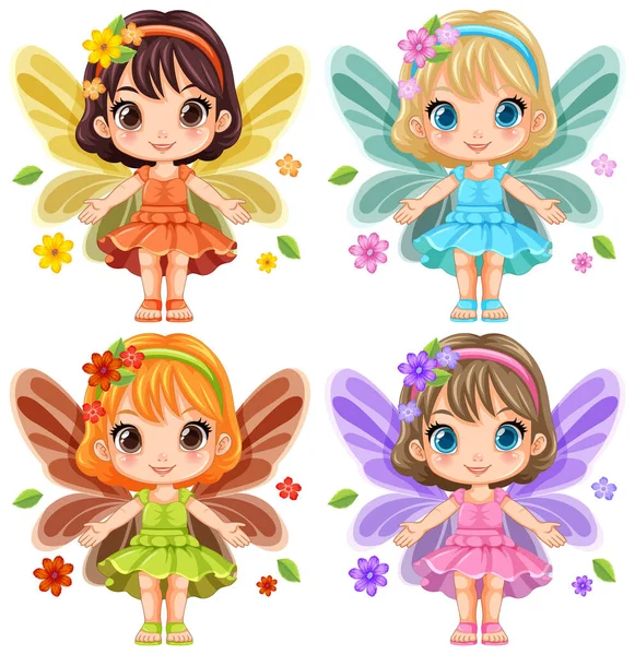 stock vector Cute Fairy Girl Cartoon Character Vector illustration