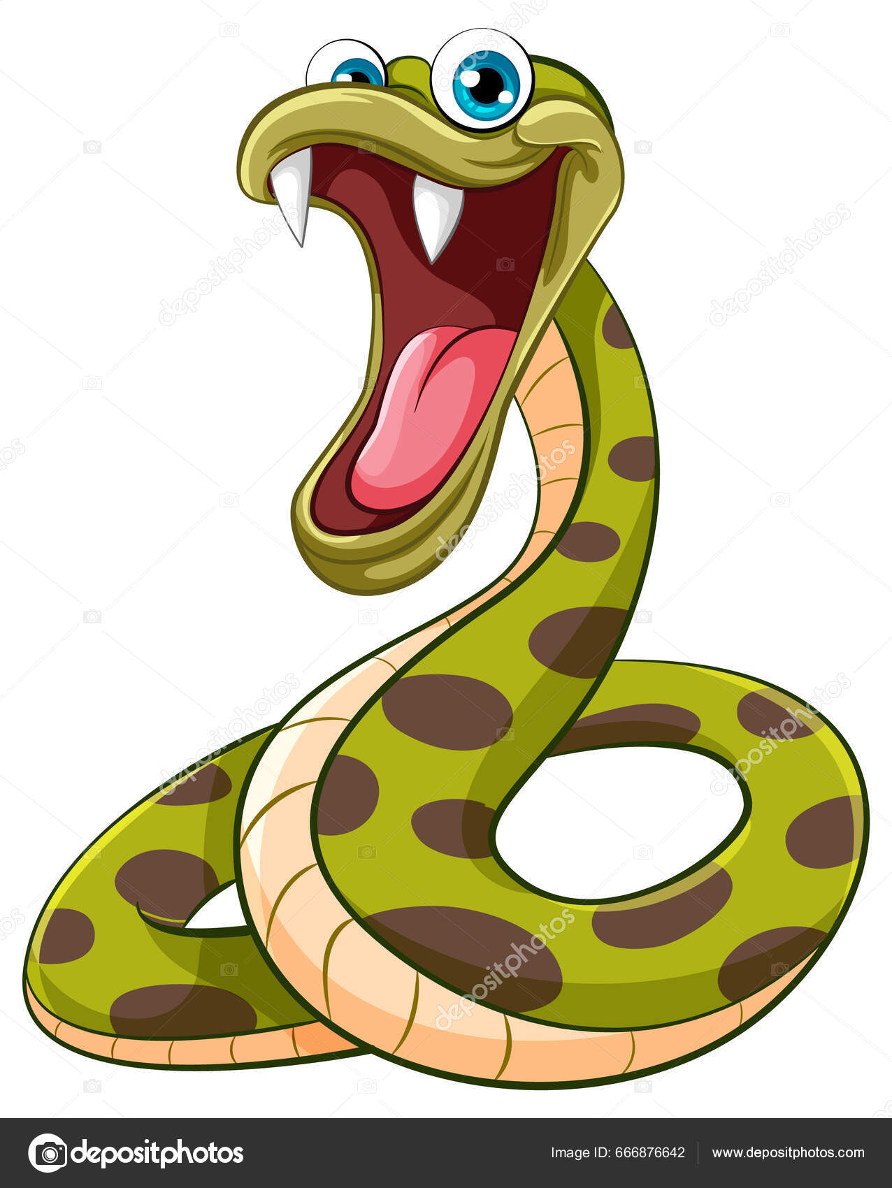 Conjunto De Desenhos Animados De Cobra Verde Ilustração do Vetor