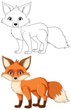 Şirin kırmızı tilki çizgi filmi izole edilmiş.