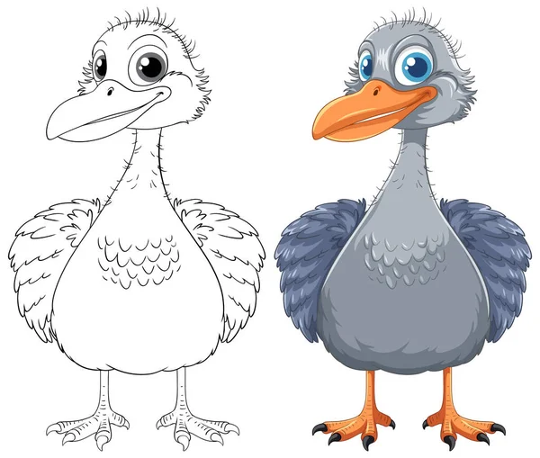 Wektor Kreskówka Ilustracja Słodkiego Emu Ptaszka Odizolowanego Białym Tle — Wektor stockowy