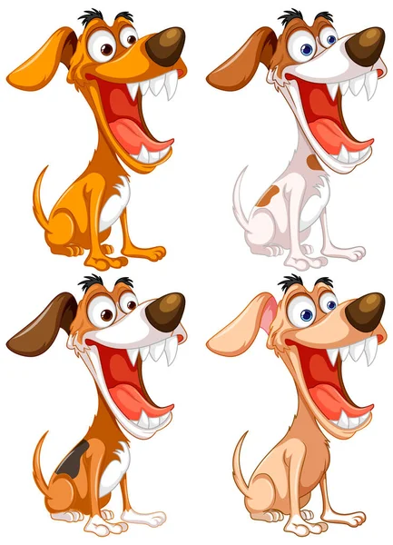Χαριτωμένο Παιχνιδιάρικο Τρελό Σκυλί Εικονογράφηση Κινουμένων Σχεδίων — Διανυσματικό Αρχείο