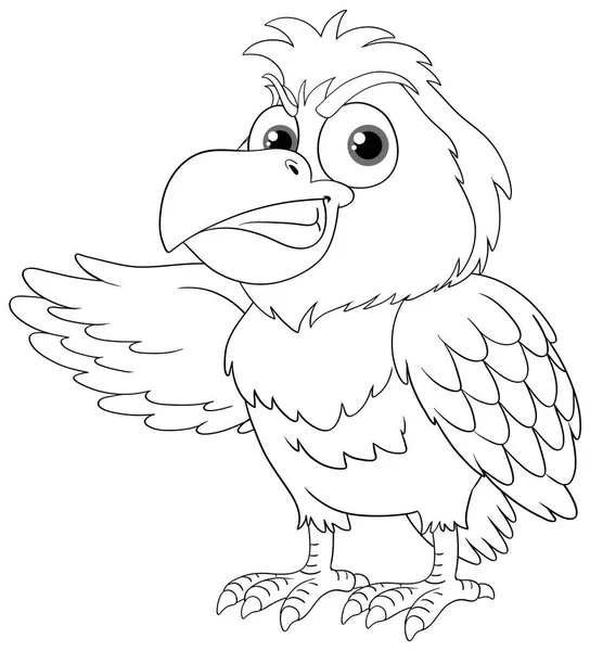 一只愤怒的猫头鹰 一只翅膀张开 与白色背景隔离 呈矢量漫画图解风格 — 图库矢量图片