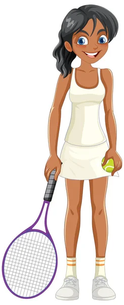 Giocatrice Tennis Con Racchetta Illustrazione — Vettoriale Stock
