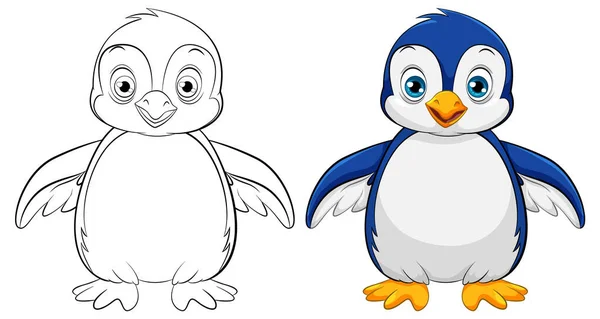 Cartone Animato Vettoriale Illustrazione Simpatico Pinguino Bambino Isolato Sfondo Bianco — Vettoriale Stock