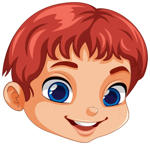 Cute Boy Face Red Hair Vector Illustration — Stock Vector