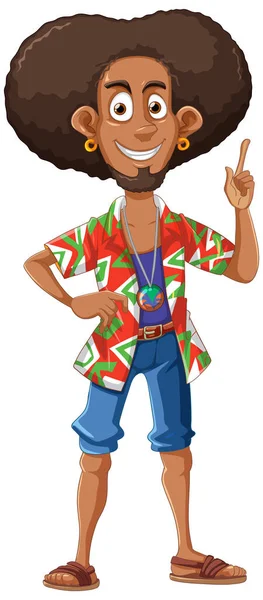 Homem Com Afro Hairstyle Vector Ilustração —  Vetores de Stock
