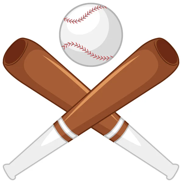 Baseball Bats Crossed Ball White Background Illustration — Stock Vector