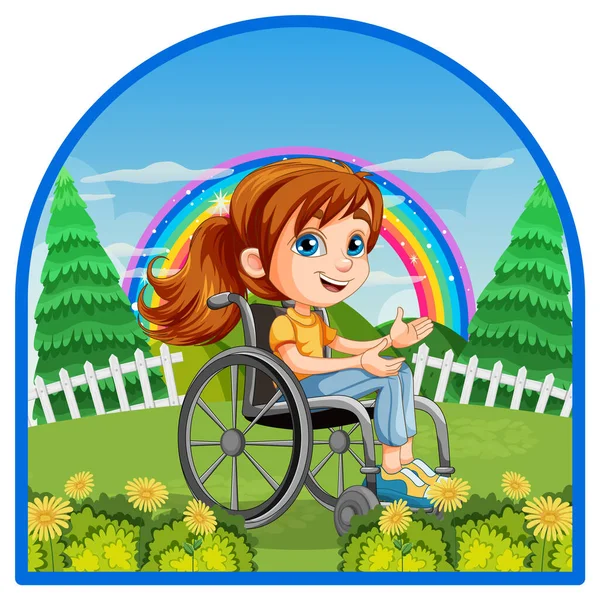 Behinderte Rollstuhl Park Illustration — Stockvektor