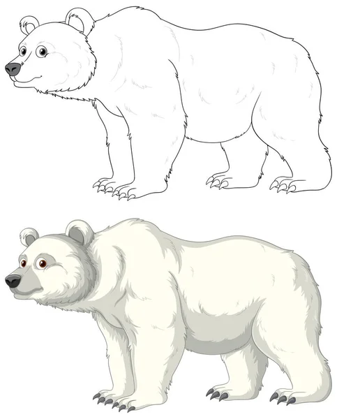 Εικονογράφηση Διανυσματικής Γελοιογραφίας Πολικής Αρκούδας Για Χρωματιστές Σελίδες Απομονωμένη Λευκό — Διανυσματικό Αρχείο