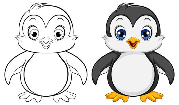 Cartone Animato Vettoriale Illustrazione Simpatico Pinguino Bambino Isolato Sfondo Bianco — Vettoriale Stock