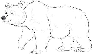 A vector cartoon illustration of a polar bear outline, isolated on a white background