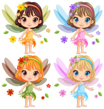 Tatlı fantezi peri çizgi film karakteri çizimi