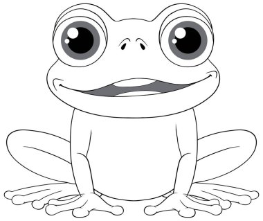 A vector cartoon illustration of a smiling frog outlined against a white background