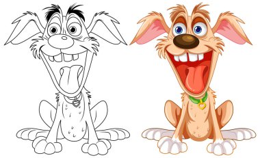 Sevimli çılgın köpek çizgi film çizimi