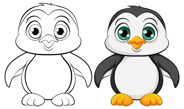 Vector Cartoon Illustration Cute Baby Penguin Isolated White Background — Stockvector