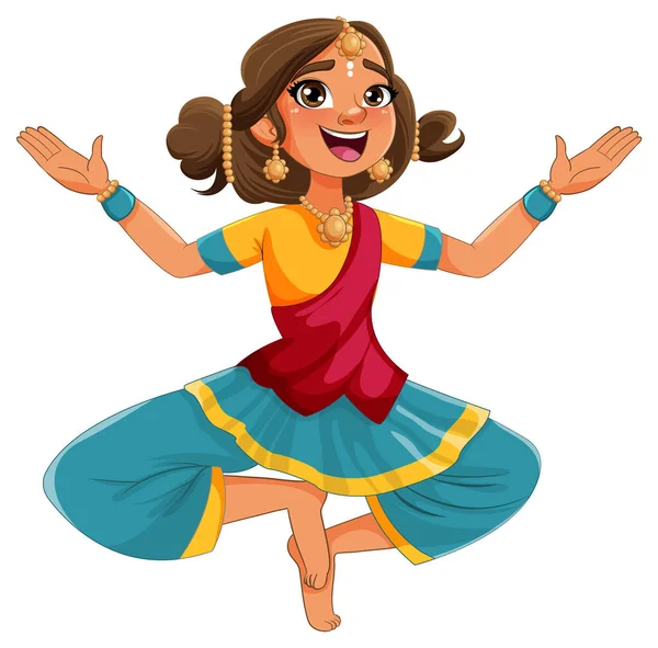 伝統的な文化衣装のイラストでインドの漫画のキャラクター — ストックベクタ
