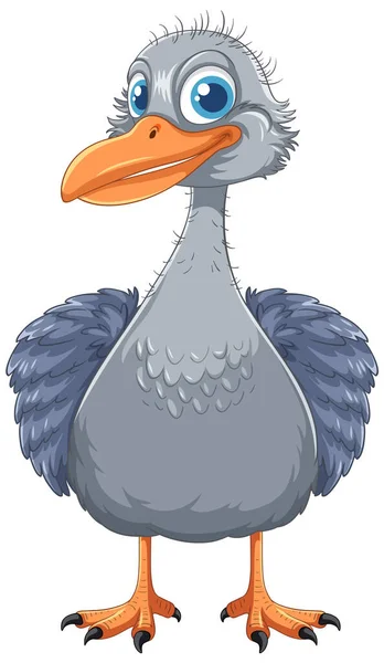 Vector Cartoon Illustration Cute Emu Bird Isolated White Background — Stock Vector