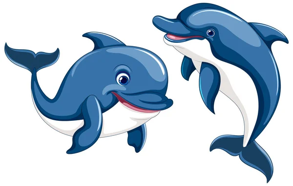 Happy Dolphin Cartoon Smiling Out Water Vector Illustration Style — Image vectorielle