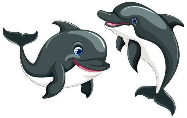 Happy Cartoon Dolphin Smiling Out Water Vector Illustration Style — Image vectorielle