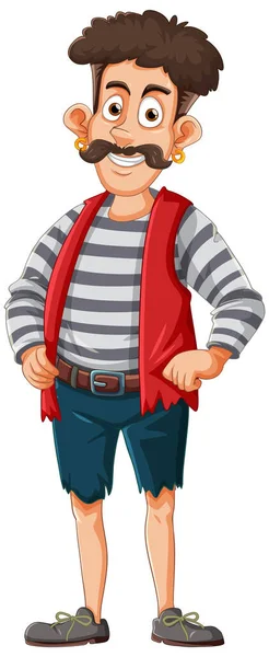 Boat Sailor Cartoon Character Illustration — Stock Vector