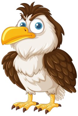 Beyaz arka planda tek başına duran bir baykuşun vektör çizimi