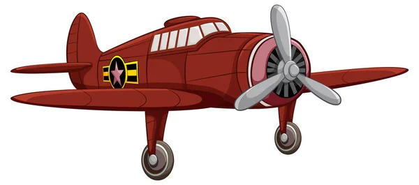 Uma Aeronave Militar Clássica Vermelha Vintage Isolada Fundo Branco Estilo — Vetor de Stock