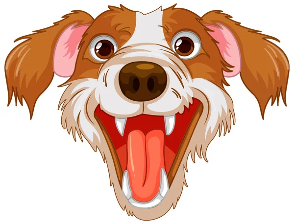 Cartoon Illustration Eines Glücklichen Hundes Mit Offenem Maul Und Scharfen — Stockvektor