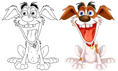 Sevimli çılgın köpek çizgi film çizimi