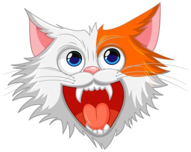 Beyaz arka planda izole edilmiş vahşi bir kedinin vektör çizimi.