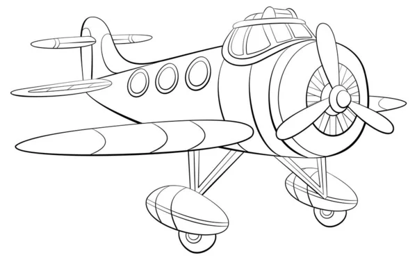 Милий Старовинний Літак Мультфільм Каракулі Ілюстрація — стоковий вектор