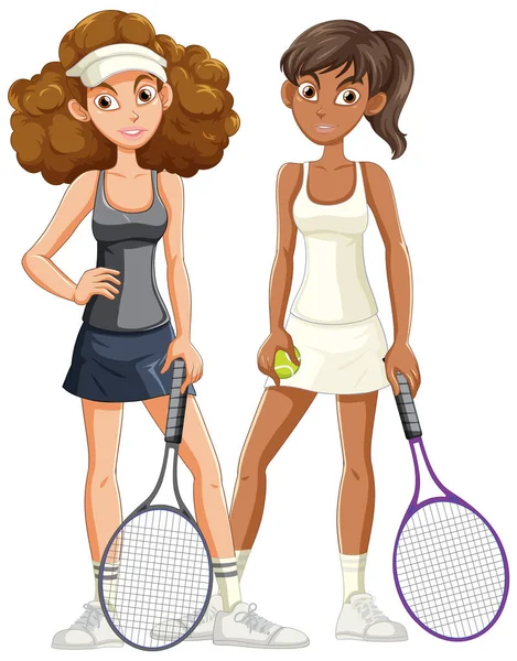 Иллюстрация Двум Теннисисткам — стоковый вектор